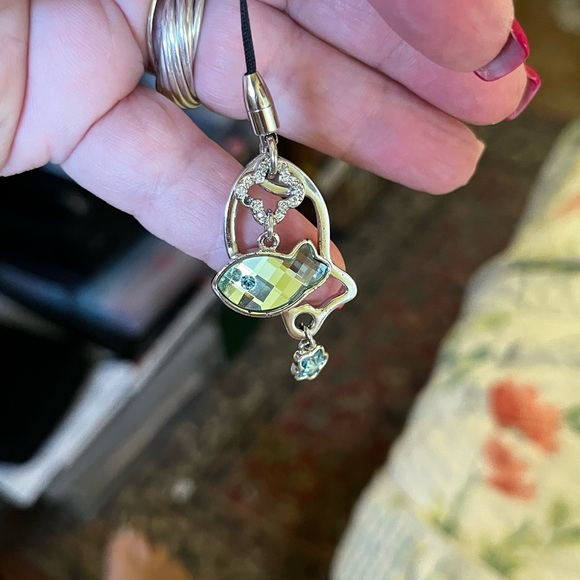 Swarovski Silver and Blue Crystal Phone Or Bag Charm - Picture 1 of 14